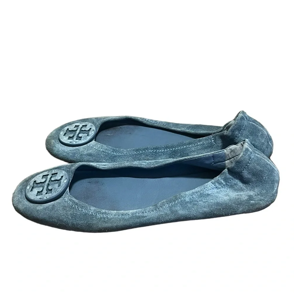 Tory Burch Minnie travel blue suede ballet flats - Picture 1 of 8